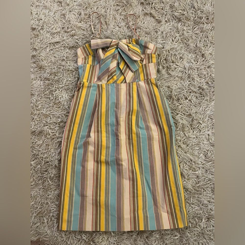 Moulinette Soeurs Striped Multicolor Dress with Bow Detail size 2